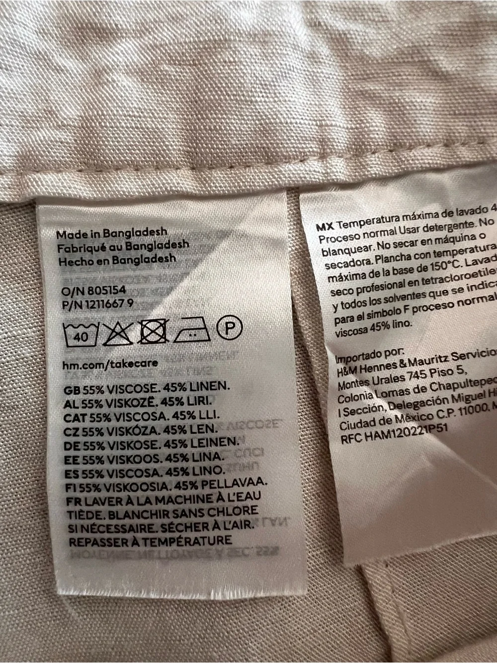 H&M Wideleg Cream Linen Blend Pants - Picture 5 of 7